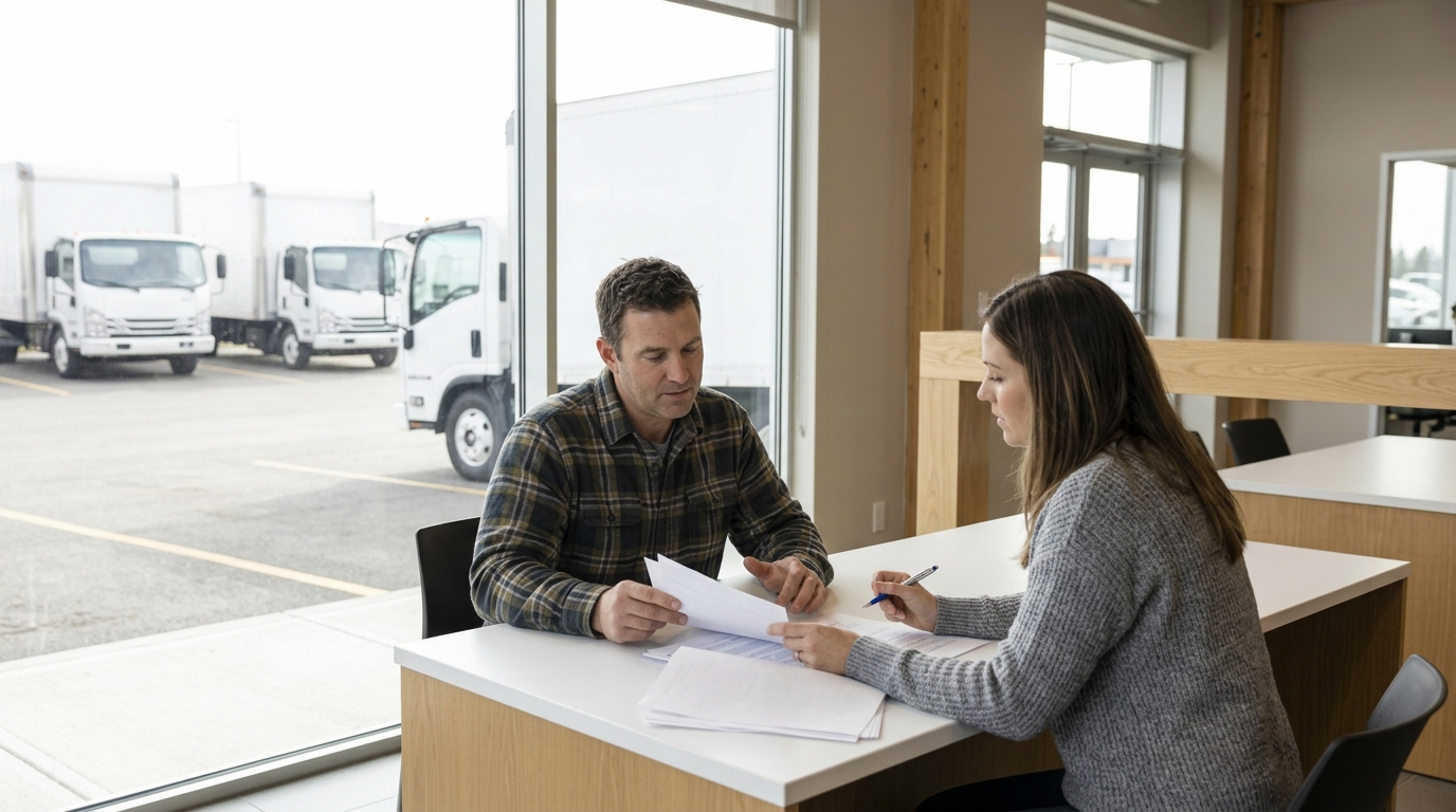 Illustration: Box Truck Lease vs. Buy: Which is Right for You in 2026?